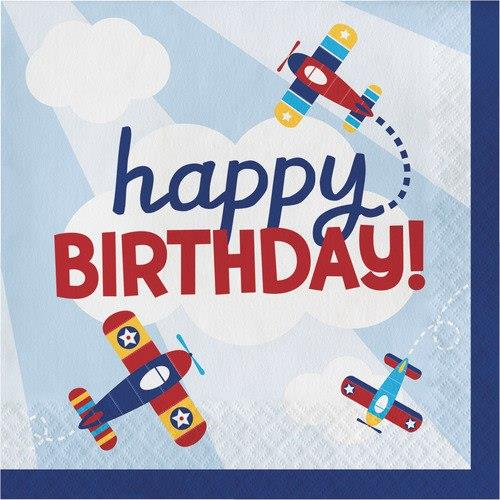 Lil Flyer Airplane Happy Birthday Lunch Napkins (16 counts)