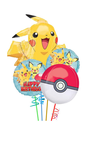 Pokemon Foil  Birthday Bouquet (4 Balloons)