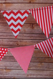 Classic Red Mix Pattern Triangle  Flag Pennant Banner (11 ft)