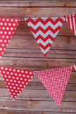 Classic Red Mix Pattern Triangle  Flag Pennant Banner (11 ft)