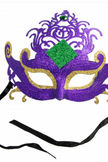 Glitter Scroll Mardi Gras Mask: Purple