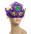 Glitter Scroll Mardi Gras Mask: Purple