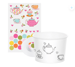 Tea Time Teapot Cup Party Treat Cups with Stickers