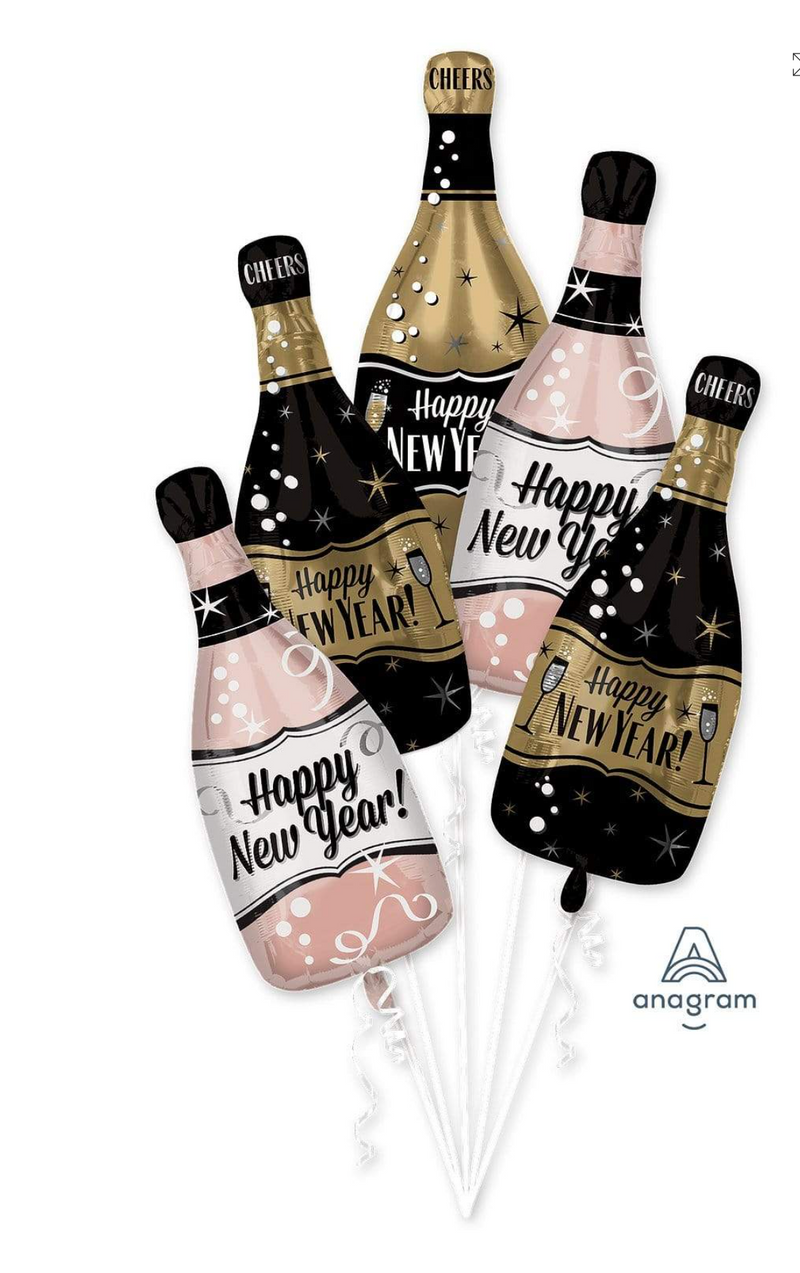 Happy New Year Bubbly Bottles Balloon Bouquet