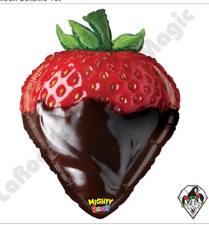 26 Inch Shape Mighty Bright Chocolate Strawberry Non-Foil Balloon Betallic 1c