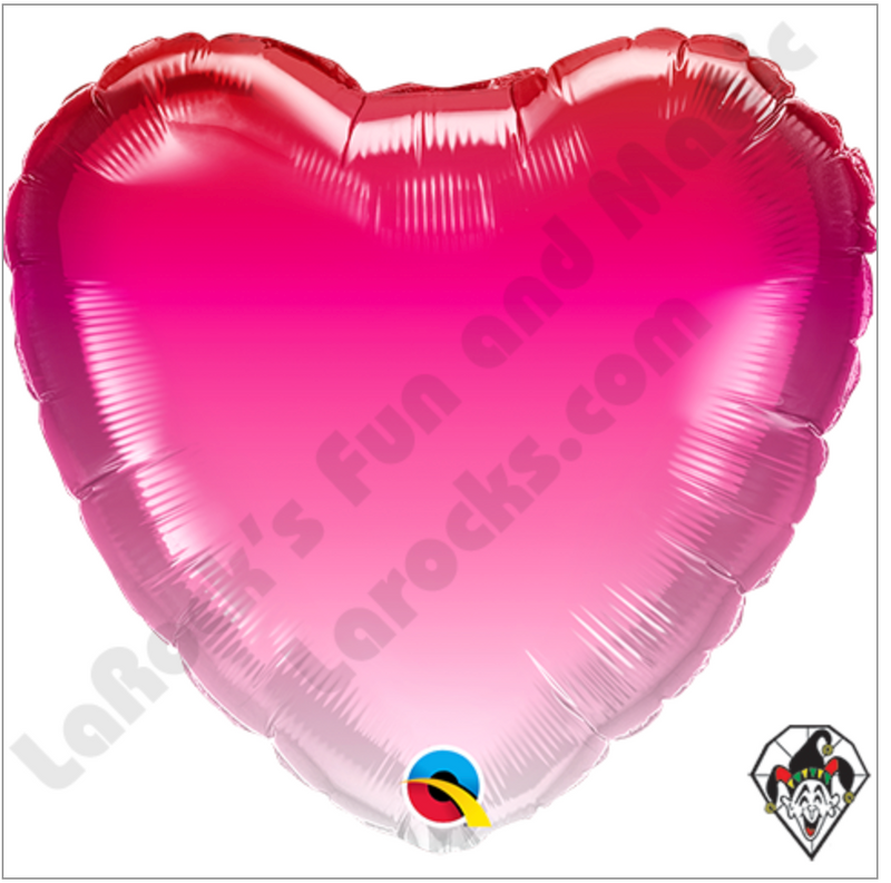 18 Inch Heart Pink Ombre Foil Balloon Qualatex 1ct