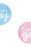 Team Boy or Girl Gender Reveal Buttons 10ct