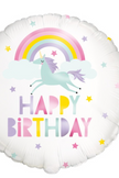 Rainbow & Unicorn Happy Birthday Round Foil Balloon 18