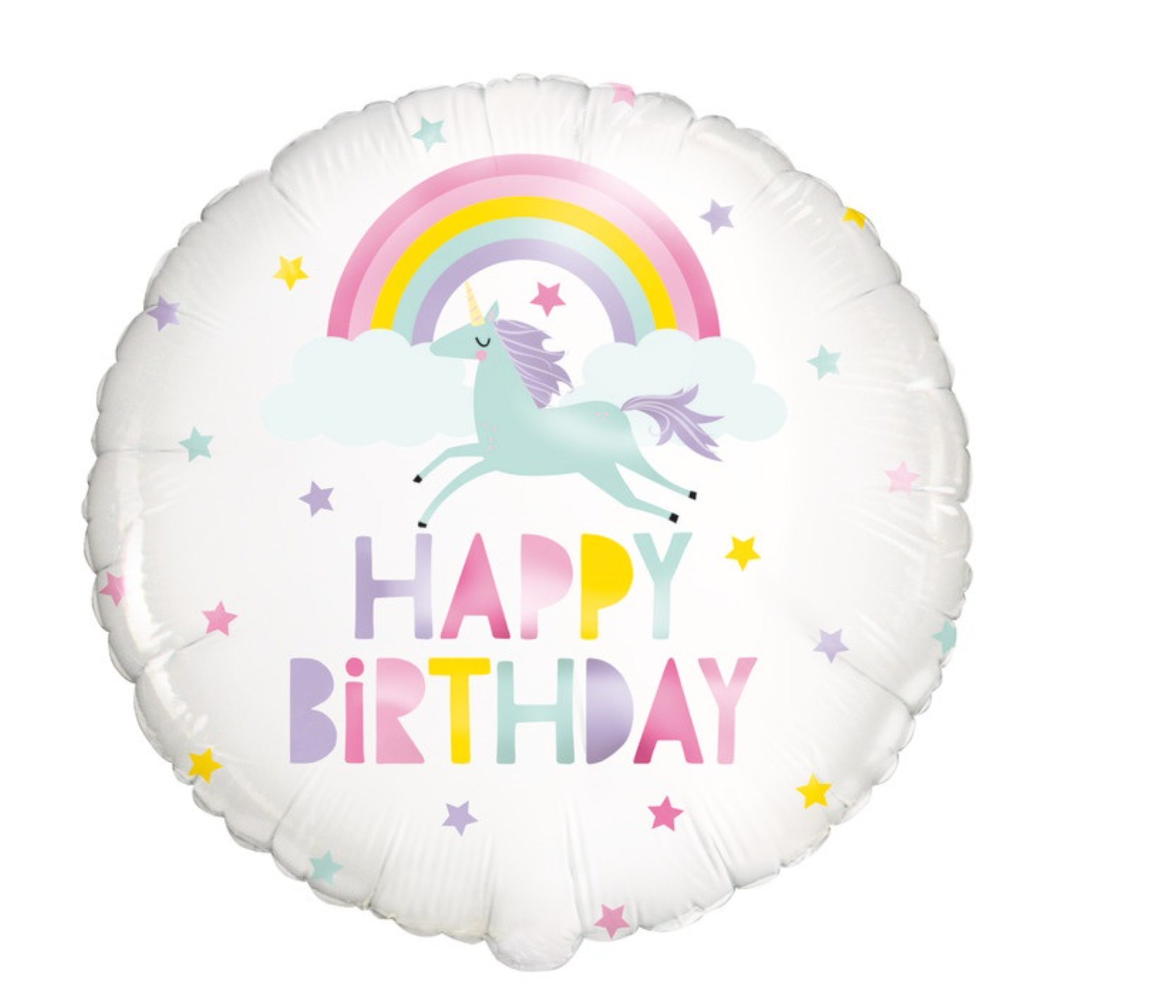 Rainbow & Unicorn Happy Birthday Round Foil Balloon 18