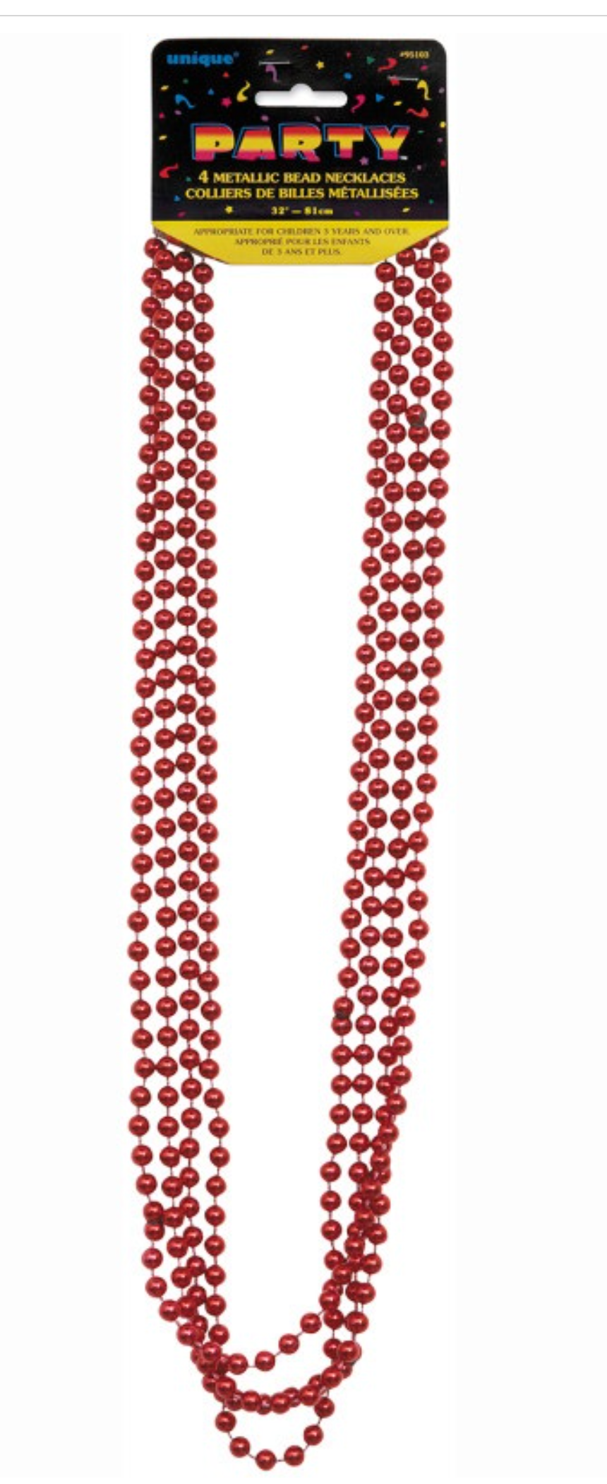Bead Necklace Red (4 counts)