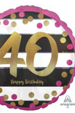 Holographic Pink & Gold 40th Birthday Foil Balloon