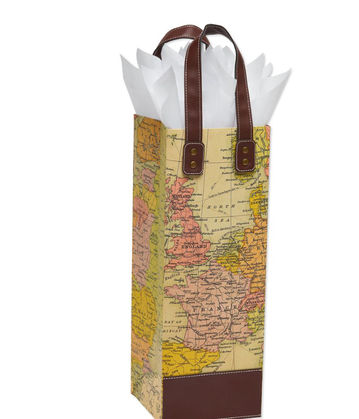 World Map Beverage Gift Bag Papyrus