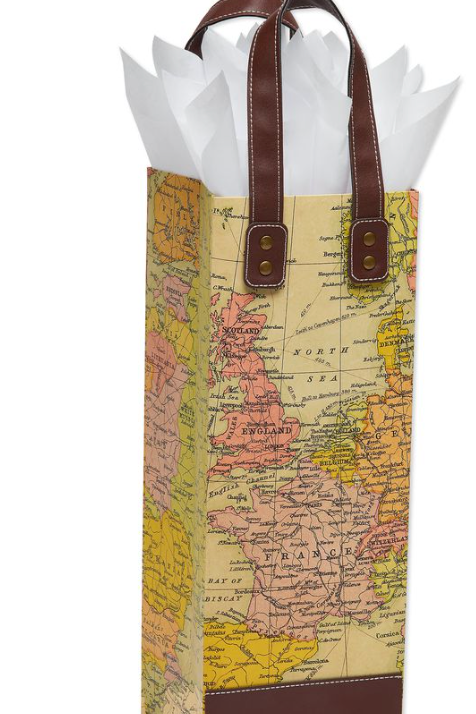 World Map Beverage Gift Bag Papyrus