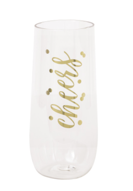 IN Plastic Stemless Champagne Flute - Foil Stamping