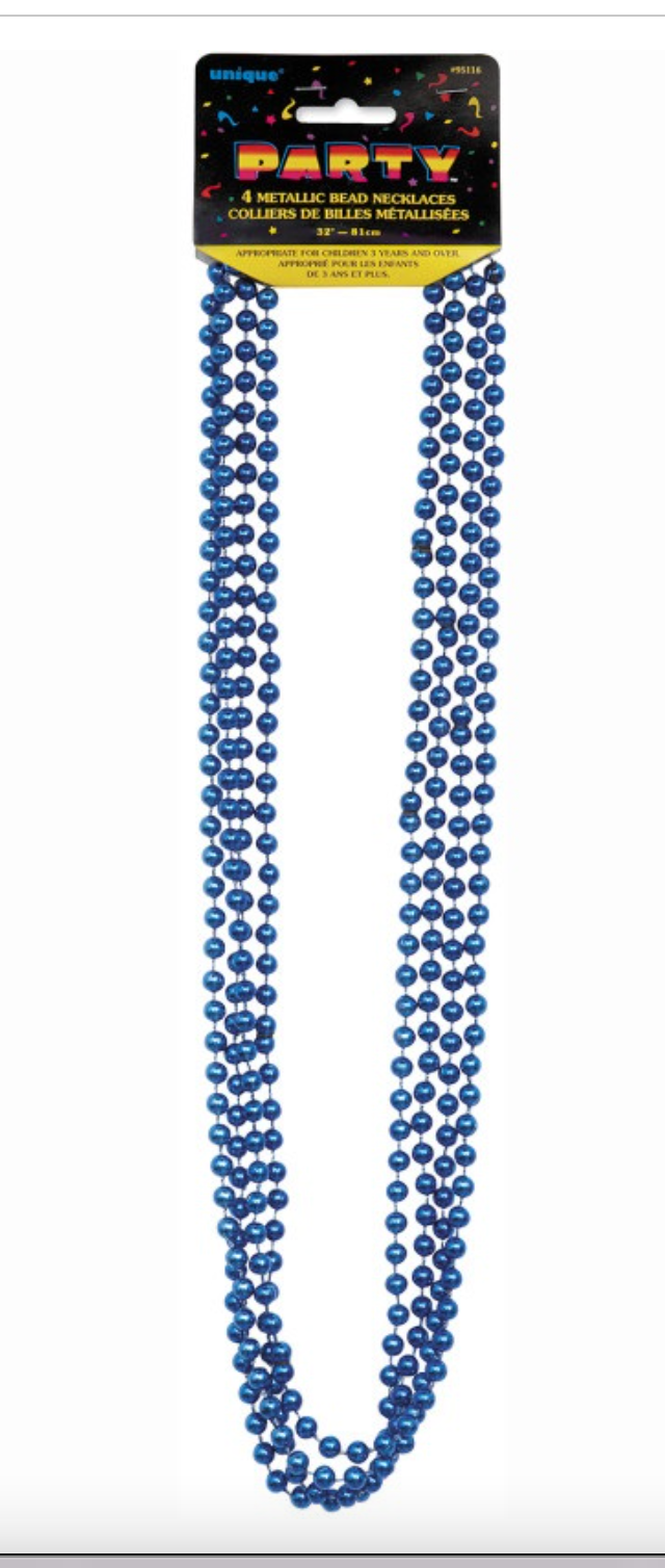 Bead Necklace Blue (4 counts)