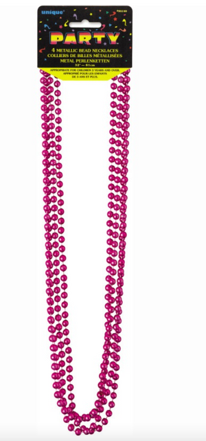 Bead Necklace Hot Pink(4 counts)