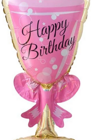 Champagne Cup Beer Bottle Foil Balloon w/Happy Birthday