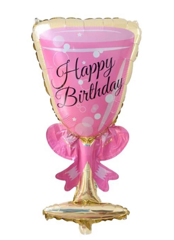 Champagne Cup Beer Bottle Foil Balloon w/Happy Birthday