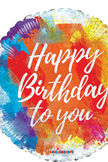 18″ Foil Printed  Birthday Brushes Holographic – Flat