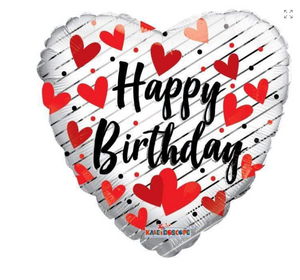 Happy Birthday Red Hearts 18″ Foil Balloon