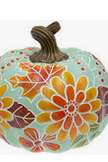 Carved Floral Pumpkin Blue