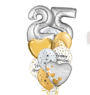 Silver 25th Anniversary Foil Balloon Bouquet