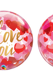 I Love You Paper Hearts 22″ Bubble Balloon