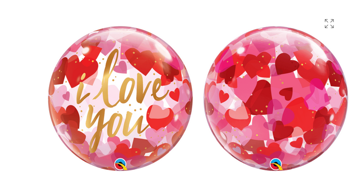 I Love You Paper Hearts 22″ Bubble Balloon