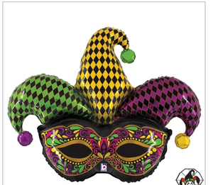45 Inch Shape Jester Mask Foil Balloon Betallic 1ct