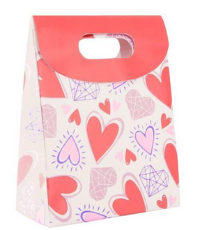 Valentines Day Sparkling Hearts Treat Boxes x 4
