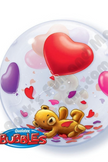 22 Inch Love Teddy Bears Floating Hearts Bubble Balloon Qualatex 1ct