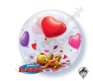 22 Inch Love Teddy Bears Floating Hearts Bubble Balloon Qualatex 1ct