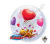 22 Inch Love Teddy Bears Floating Hearts Bubble Balloon Qualatex 1ct