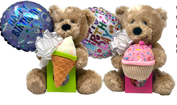 Gift Cupcake & Ice Cream Bear - w/ Candy & 9
