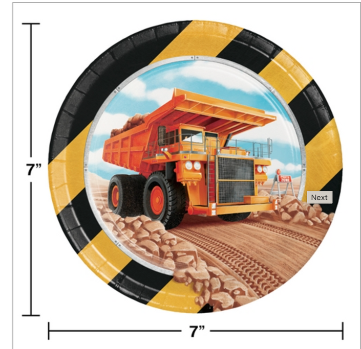 Big Dig Construction Birthday Luncheon Plates ( 8 counts)