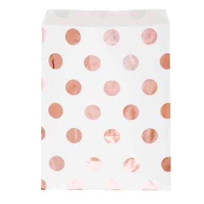 Foil Dots Rose Gold Paper Favor Bags (8 counts)