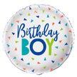Confetti Birthday Boy Round Foil Balloon