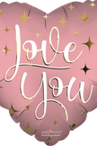 Foil Love You Matte Gold Pink Heart 18″ Balloon