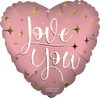 Foil Love You Matte Gold Pink Heart 18″ Balloon