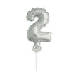 Number 2 Balloon Cake Topper 5 Silver Foil