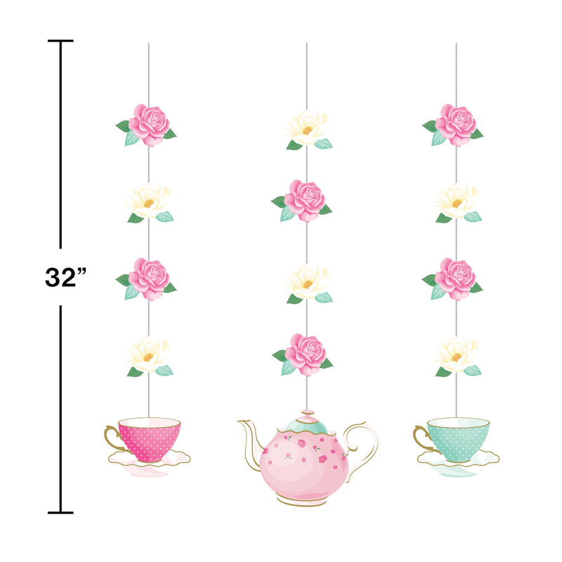 Floral Tea Party Hanging Cutouts (3 counts)