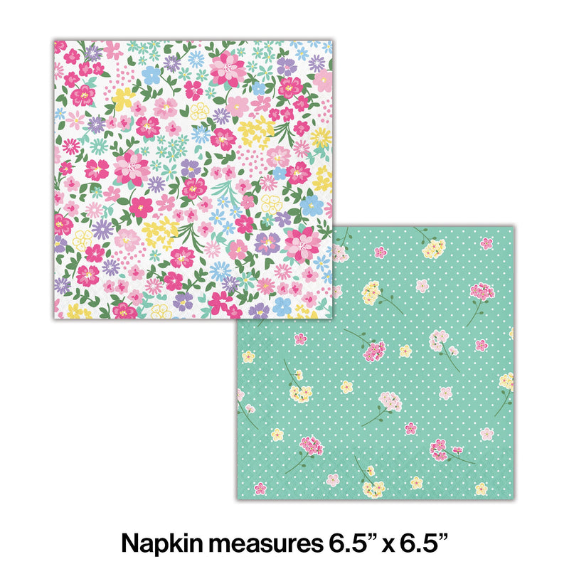 Floral Tea Party Luncheon Napkin, 2 Sided