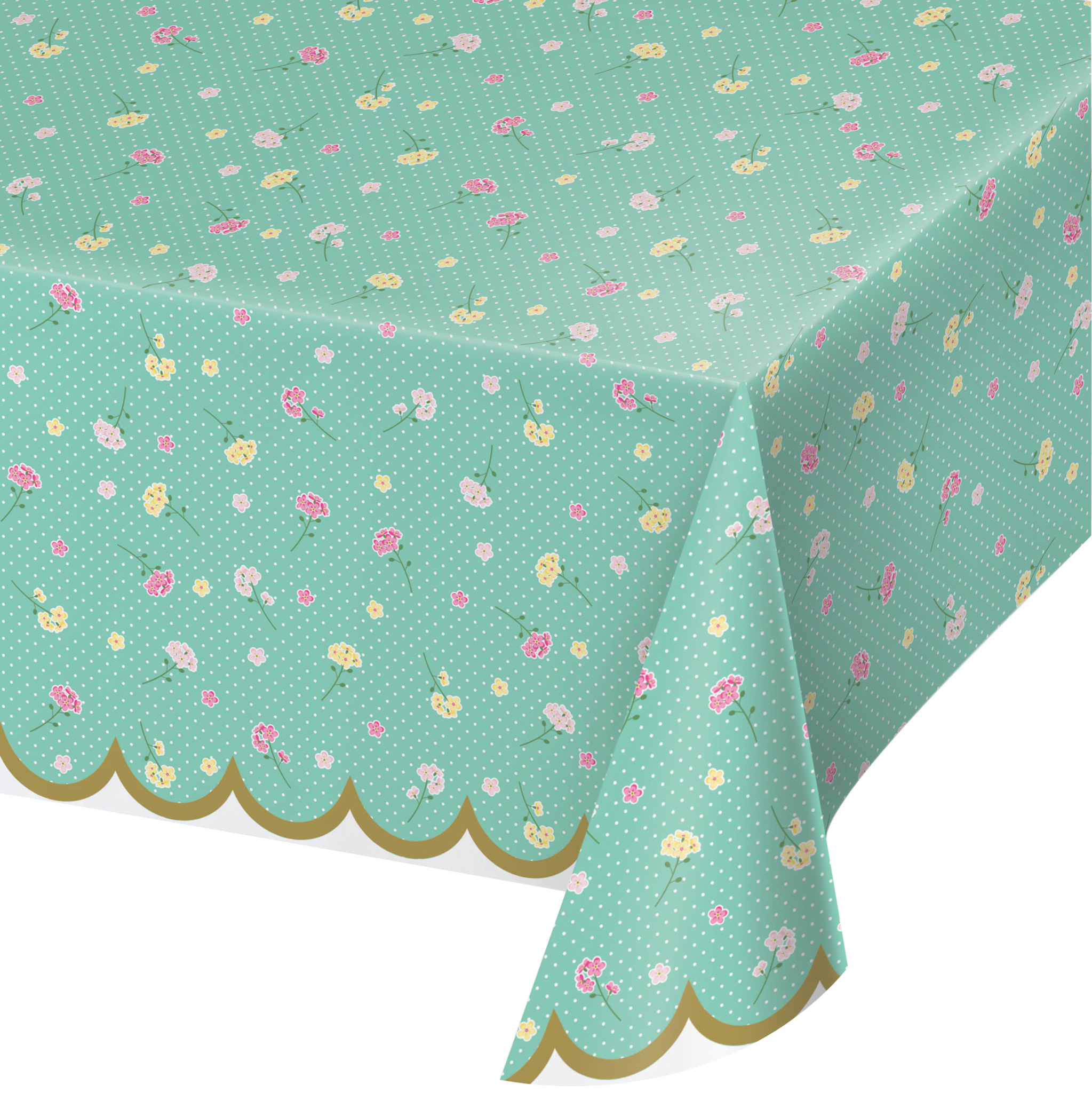 Floral Tea Party Plastic Tablecover All Over Print, 54