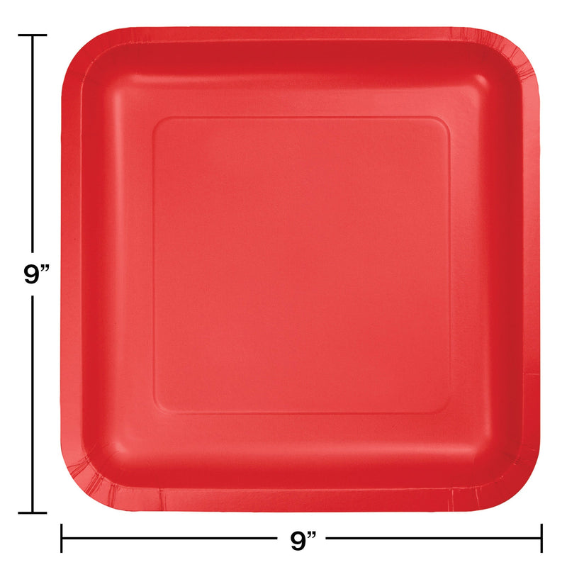 Classic Red  9" Square Dinner Plates