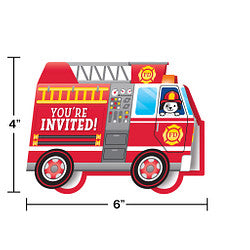 Flaming Fire Truck Invitations