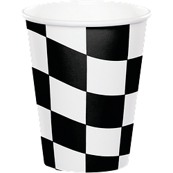 Black & White Checkers 9 oz Hot/Cold Cups ( 8 cups)