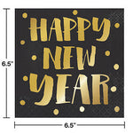 16 Gold Foil Stamped Holiday Happy New Year Lunch Napkins