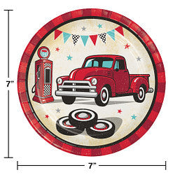 Vintage Red Truck 7" Lunch Plates