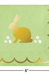 Golden Easter Beverage Napkins Foil Stamp