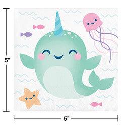 Narwhale Party Beverage Napkins